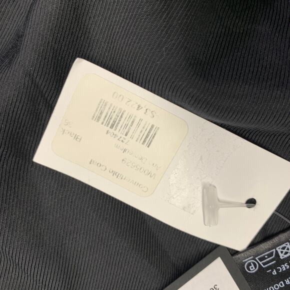 Size S Black Linen Blend Stripe Layered Double Breasted Trench Coat - Picture 7 of 9